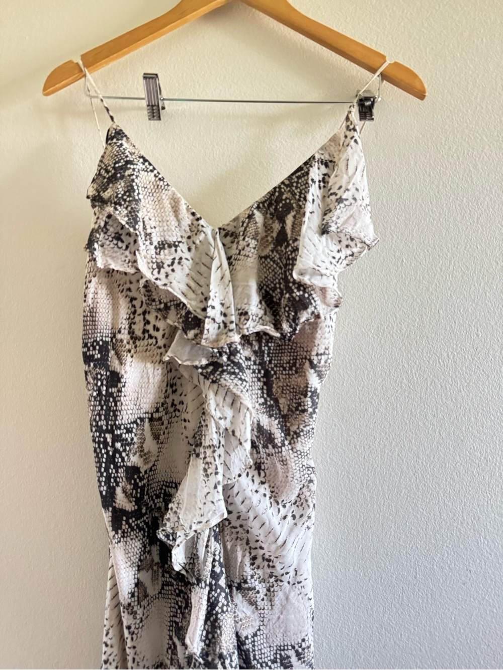 Haute Hippie Silk Snake-Print Ruffle Slip Midi Dress size Large - Picture 9 of 14